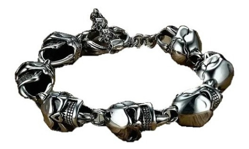 Pulsera De Calaveras Punk Hombre Moda Masculina 2019