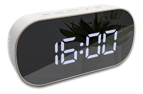 Reloj Despertador Led Digital Espejo Blanco Temp Usb