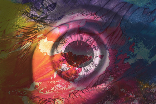 Vinilo Decorativo 40x60cm Ojos Eye Reloj Colores Watercolo