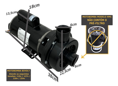 Motobomba Para Cascatas Hmc 6 Motor 2 Cv Bivolt Nautilus