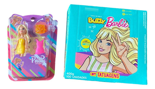 Kit Caixa Chiclete Barbie C/ 100 Un Sortido + Boneca Patty