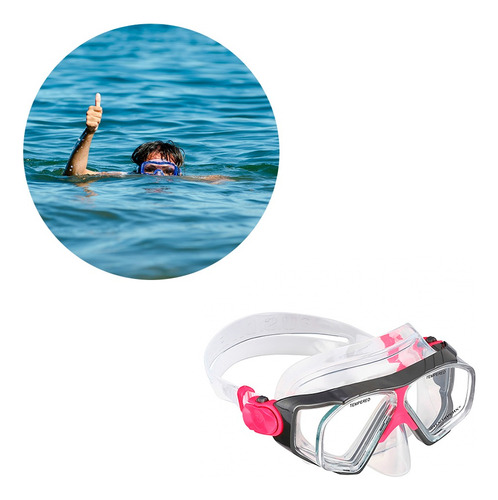 Mascara De Buceo Niños Color Rosa/gris Ajustable Visionclara