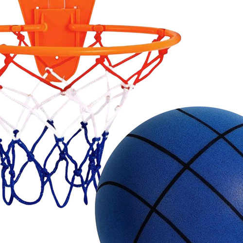 Baloncesto Silencioso Con Aro, Pelota De Juguete Azul