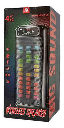 Parlante Bluetooth Kts-1753 10w*2 Luz (fm, Usb, Mp3)