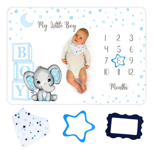 Baby Monthly Milestone Blanket Boy - Premium Extra Soft Flee
