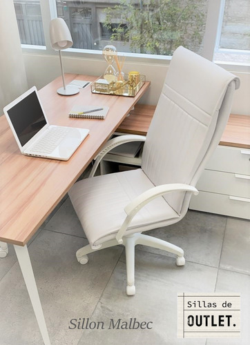 Silla de escritorio de Outlet Malbec respaldo alto ergonómica blanca