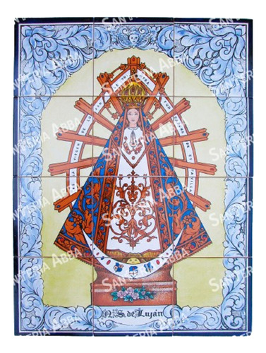 Mayólica Virgen De Luján- 12 Azulejos -  60 X 45 Cm