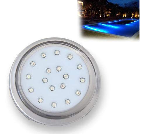 Kit 3 Luminaria De Piscina 12v 9w 80mm  Transparente Azul