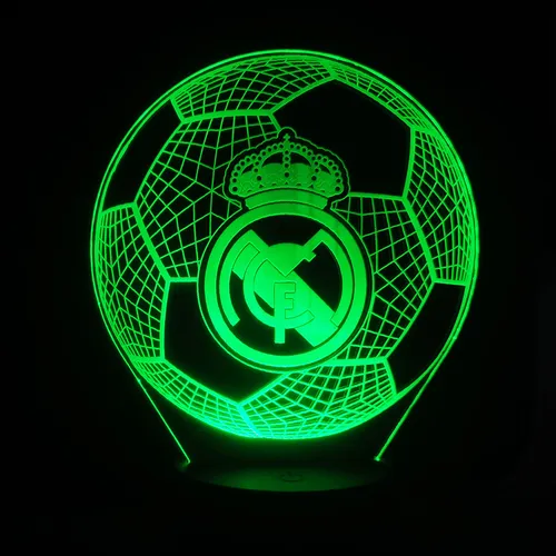 Lámpara Led Ilusión 3d Balón Real Madrid + Control Remoto