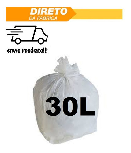 Saco De Lixo 30l Litros Branco Pacote 100 Unidades