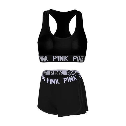 Conjunto Top Esqueleto + Short Licra Mujer Gimnasio Pink