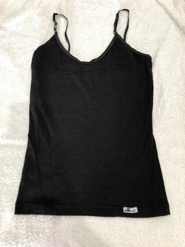 Musculosa Negra De Algodón Con Spandex Selu (8h) De Tiras