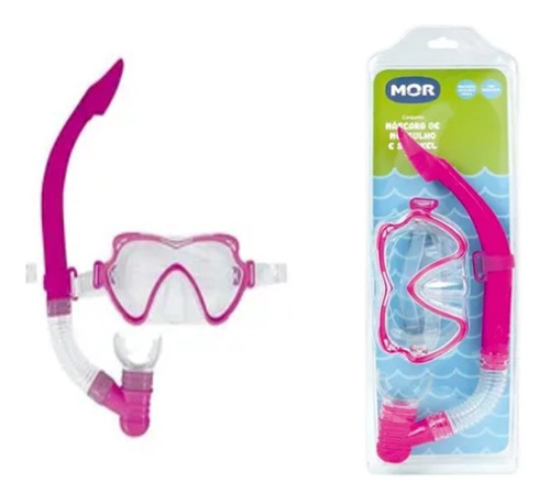 Kit Mergulho Conjunto Mascara E Snorkel Tira Regulavel Mor Cor Rosa