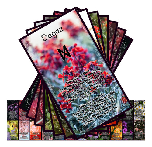 Baralho Runas Com Significados Tema De Flores. Mod 7