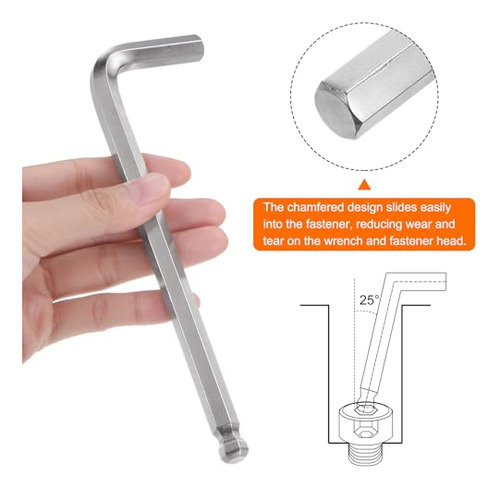 Llave Hexagonal Bola 10 Mm Brazo Largo Acero Cromado