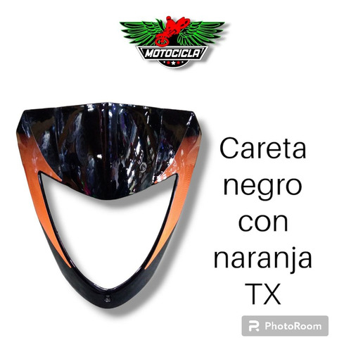 Careta De Faro Moto Tx Negro Con Naranja