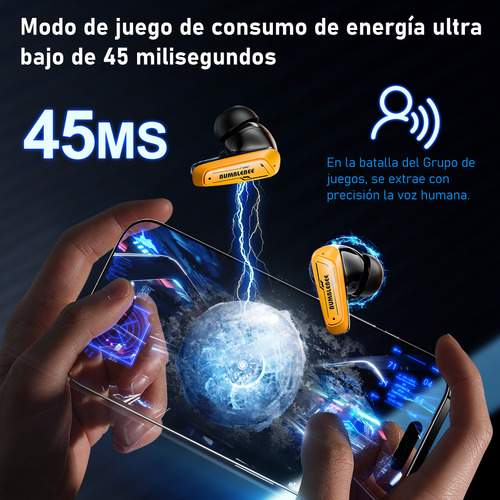 Auriculares inalámbricos Bluetooth Transformers TF-t35, color amarillo,para juegos con cancelación pasiva del ruido, sonido de alta fidelidad HD y baja latencia