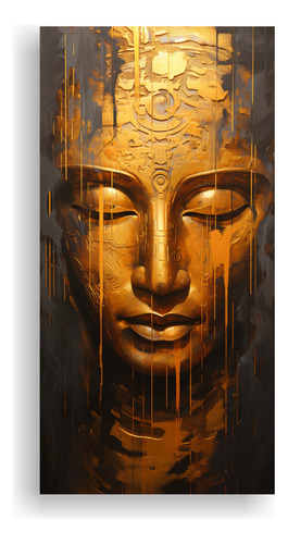 20x40cm Cuadro Buddha Abstracto Oro Y Dorado Bastidor Madera