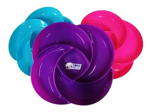 Juego 25 Platos Botaneros Yuliana 5 Divisiones Colores Surti