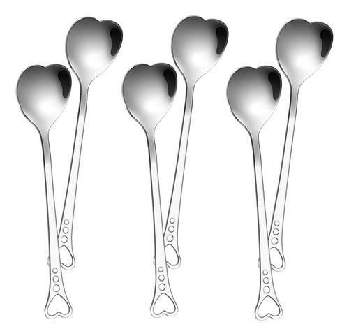 6 Cucharas De Té | Mini Cucharas En Forma De Corazón Para Po