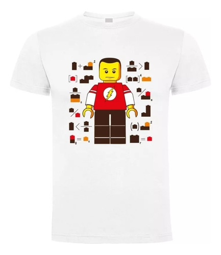 Polera 100% Algodon Manga Corta - Sheldon Cooper Lego Flash