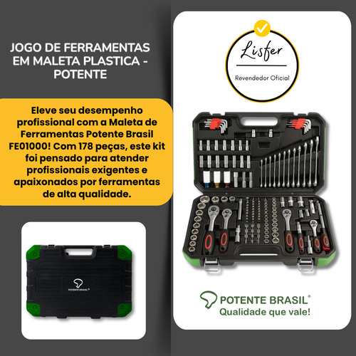 Jogo De Ferramentas Automotivas Com 178 Pçs - Potente Brasil
