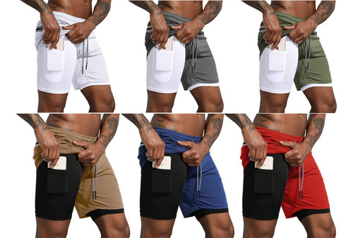 1 Gimnasio Short Con Licra Deportiva 2 En 1 Hombre Correr