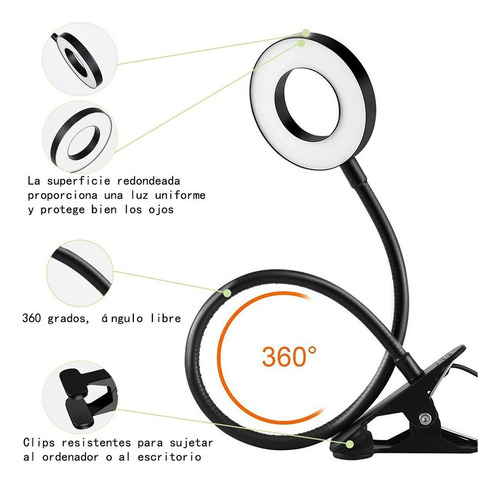 Jjdpde Lámpara De Lectura Usb Con Clip De Construcción Color