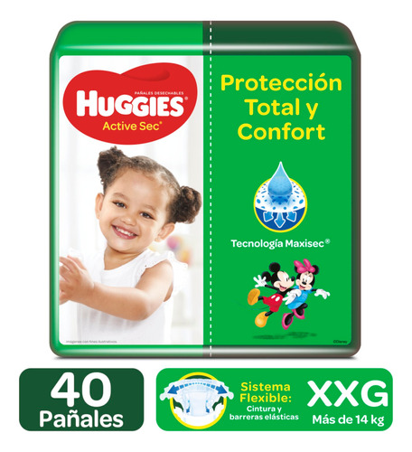 Pañal Huggies Act Sec Xxg Etp 5 X4 - Unidad a $1620