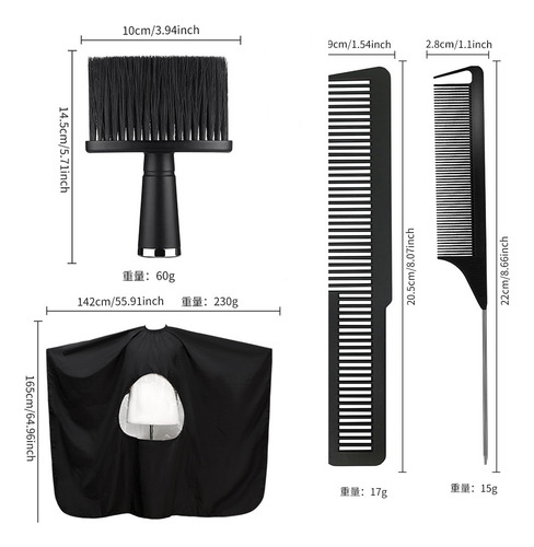 Juego De Barbero, Delantal, Peines Y Cepillos,juego De 4 Pzs