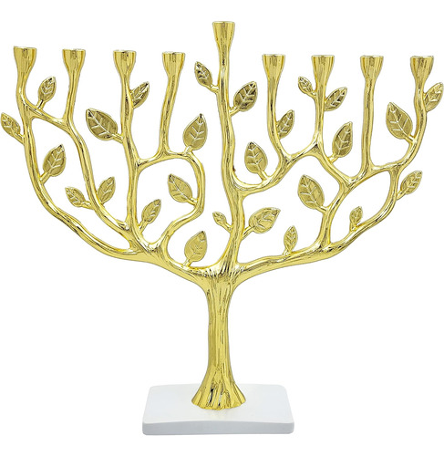 Menorah Tree Of Life Stone Base (gold)