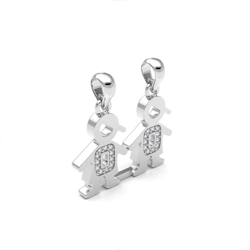 Imagen 2 de 10 de Dije 2 Niños Con Circonias Y Plata .925 Agálea Joyería