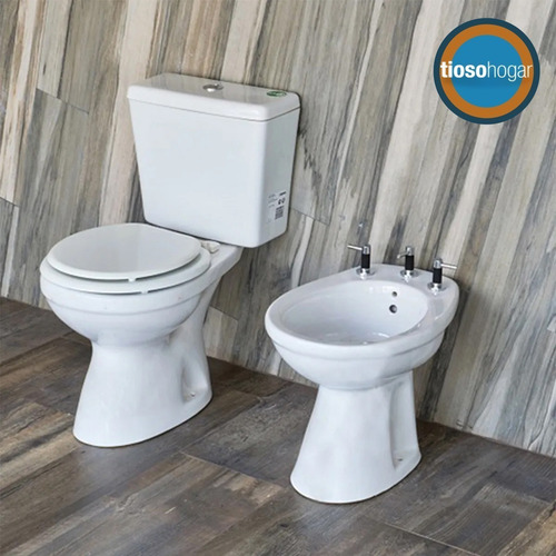 Imagen 2 de 10 de Inodoro Largo + Deposito + Bidet Roca Italiana Oferton Capea