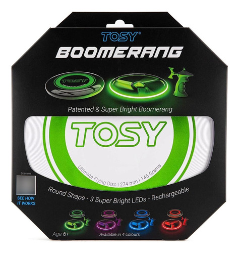 Disco Volador Frisbee Boomerang Tosy Duo 3 Leds 145 Gramos