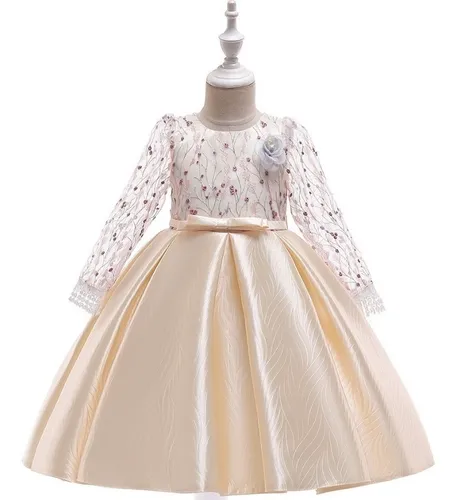 Vestido De Festa Infantil Manga Longa Luxo Parcelamento sem juros