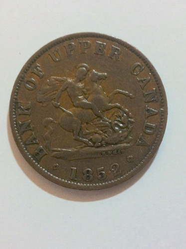 Moneda De Canadá 1/2 Penny 1852  St. George & Dragón Vf.