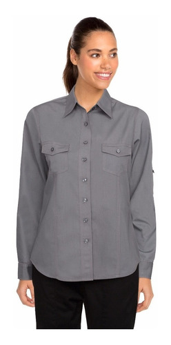 Camisa Gris Mozo Manga Larga Mujer Chefworks Chefstore