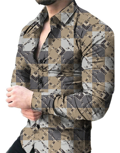 Camisa Casual De Moda Para Hombre Con Impresión 3d Cuadrada