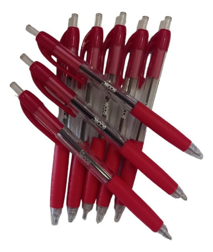 Bolígrafo Retráctil Punto Medio Color Rojo 24pz