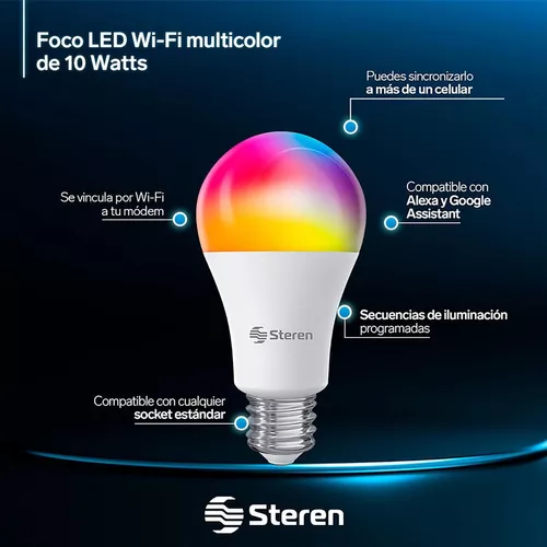 3 Focos Led Wi-fi Multicolor, De 10 W, Shome-120/3 Color de la luz RGB