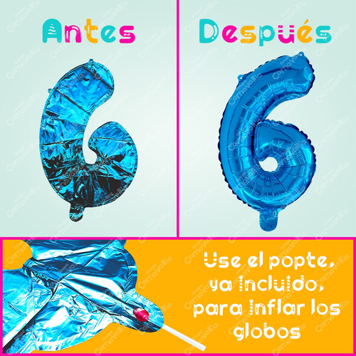 Globo Azul Metálico Numero 40 Cm Fiesta Aniversario #16 In