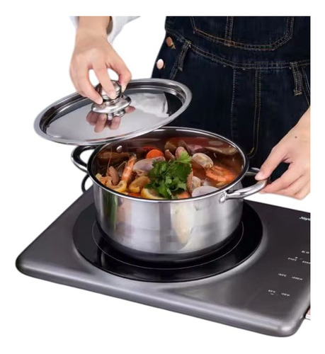 Set De 4 Piezas Ollas Con Tapa De Acero Inoxidable