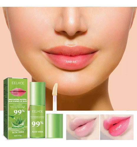 Brillo De Labios Hidratante Natural Con Aloe Natural, Color