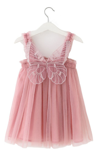 Vestido Con Alas Tridimensionales De Malla Para Niños, Falda