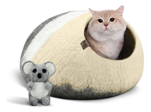 Purrz Eco Calming Mochi - Cama Tipo Cueva De Fieltro Para Ga