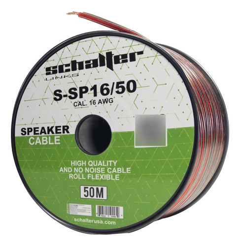 Cable Speaker Bocina Polarizado Calibre 16 50 Mts 
