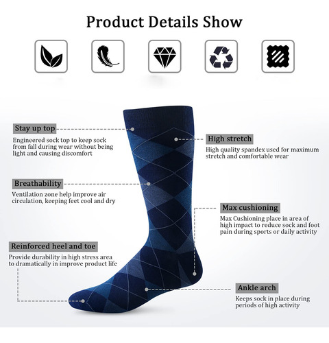 Calcetines De Vestir De Algodón Para Hombre 6 Pares Diseño L