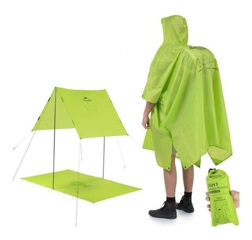 Poncho Capa De Chuva Naturehike 3 Em 1 Canopy 210t