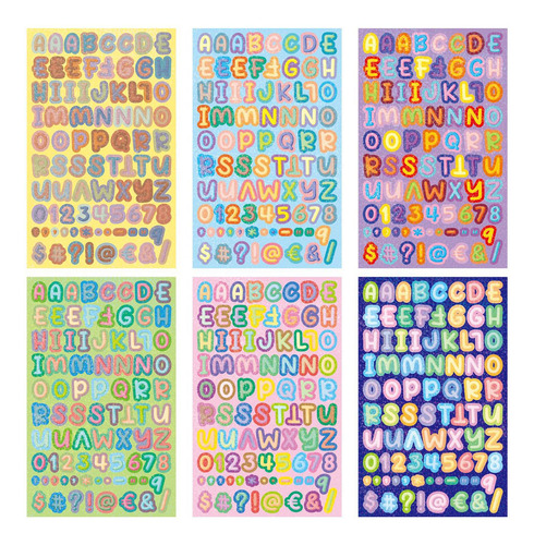 6x Pegatinas De Números Y Letras, Pegatinas De Dibujos