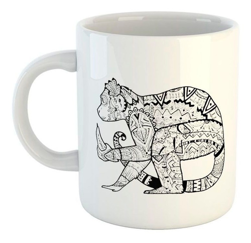 Taza De Ceramica Mono Comiendo Banana Dibujo Lineas